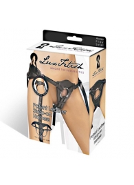 Черные трусики для страпона из патентованной кожи - Lux Fetish - купить с доставкой в Архангельске