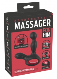 Черный вибромассажер простаты с нагревом и ротацией Prostate Plug - 14,5 см. - Orion - в Архангельске купить с доставкой