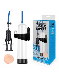 Прозрачная вакуумная вибропомпа Sex Expert с насадкой-вагиной - Sex Expert - в Архангельске купить с доставкой