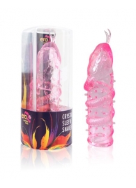 Закрытая рельефная насадка Crystal sleeve snakes в виде змеи с усиками - 14 см. - Erowoman-Eroman - в Архангельске купить с доставкой