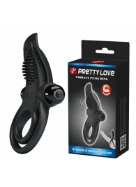 Черное силиконовое эрекционное кольцо с вибрацией и подхватом мошонки - Baile - в Архангельске купить с доставкой