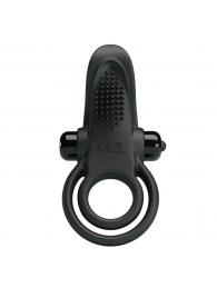 Черное силиконовое эрекционное кольцо с вибрацией и подхватом мошонки - Baile - в Архангельске купить с доставкой