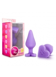 Фиолетовая анальная пробка Naughty Candy Heart Do Me Now - 8,9 см. - Blush Novelties - купить с доставкой в Архангельске