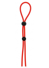 Красное лассо на пенис с двумя бусинами STRETCHY LASSO CAGE - Dream Toys - в Архангельске купить с доставкой