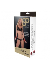 Красно-чёрные наручники на металлической цепочке - Blush Novelties - купить с доставкой в Архангельске
