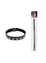 Черный ошейник с серебристыми ромбиками - Notabu - купить с доставкой в Архангельске