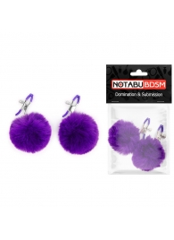 Зажимы для сосков с фиолетовым пушком - Notabu - купить с доставкой в Архангельске