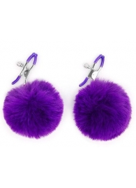 Зажимы для сосков с фиолетовым пушком - Notabu - купить с доставкой в Архангельске