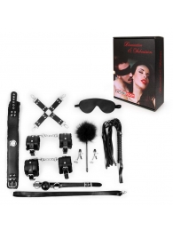 Большой набор БДСМ в черном цвете: маска, кляп, зажимы, плётка, ошейник, наручники, оковы, щекоталка, фиксатор - Notabu - купить с доставкой в Архангельске