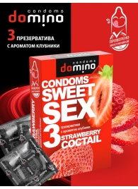 Презервативы для орального секса DOMINO Sweet Sex с ароматом клубничного коктейля  - 3 шт. - Domino - купить с доставкой в Архангельске