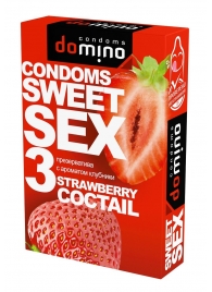 Презервативы для орального секса DOMINO Sweet Sex с ароматом клубничного коктейля  - 3 шт. - Domino - купить с доставкой в Архангельске