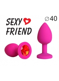 Ярко-розовая анальная пробка с красным кристаллом - 9,5 см. - 1137 - купить с доставкой в Архангельске