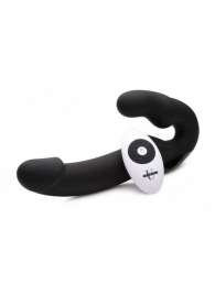 Черный безремневой страпон Urge Silicone Strap On с пультом ДУ - 24 см. - XR Brands - купить с доставкой в Архангельске