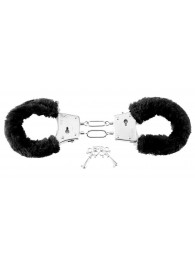 Меховые чёрные наручники Beginner s Furry Cuffs - Pipedream - купить с доставкой в Архангельске