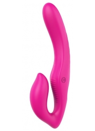 Ярко-розовый безремневой страпон REMOTE DOUBLE DIPPER - 22 см. - Dream Toys - купить с доставкой в Архангельске