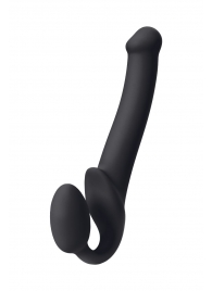 Черный безремневой страпон Silicone Bendable Strap-On M - Strap-on-me - купить с доставкой в Архангельске