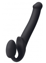 Черный безремневой страпон Silicone Bendable Strap-On M - Strap-on-me - купить с доставкой в Архангельске