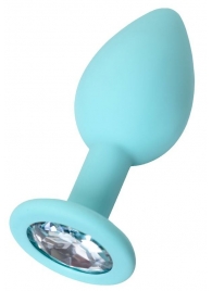 Мятная анальная пробка с прозрачным кристаллом Brilliant - 7 см. - ToyFa - купить с доставкой в Архангельске