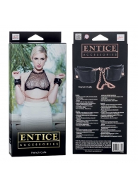 Черные мягкие наручники Entice French Cuffs с цепью - California Exotic Novelties - купить с доставкой в Архангельске