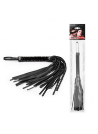 Черная гладкая плеть-флоггер с ручкой - 40 см. - Notabu - купить с доставкой в Архангельске