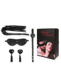 Эротический набор в черном цвете: маска, кляп, пэстисы, плётка - Notabu - купить с доставкой в Архангельске