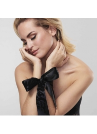 Черные ленты для связывания SILKY SENSUAL HANDCUFFS - Bijoux Indiscrets - купить с доставкой в Архангельске