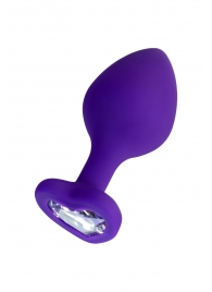 Фиолетовая анальная втулка Diamond Heart с прозрачным кристаллом - 8 см. - ToyFa - купить с доставкой в Архангельске