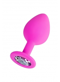 Розовая анальная втулка Brilliant с прозрачным кристаллом - 8 см. - ToyFa - купить с доставкой в Архангельске