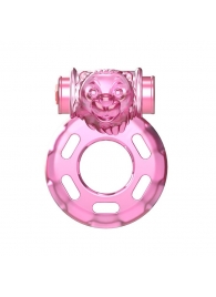 Розовое эрекционное кольцо с вибрацией Pink Bear - Baile - в Архангельске купить с доставкой
