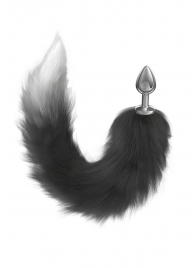 Серебристая анальная пробка с черным хвостом Galaxy - Lola Games - купить с доставкой в Архангельске