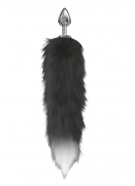 Серебристая анальная пробка с черным хвостом Starlit - Lola Games - купить с доставкой в Архангельске