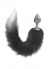 Серебристая анальная пробка с черным хвостом Starlit - Lola Games - купить с доставкой в Архангельске