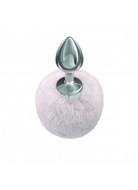 Серебристая анальная пробка с белым пушистым хвостиком Twinkle - Lola Games - купить с доставкой в Архангельске