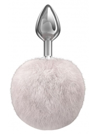 Серебристая анальная пробка с белым пушистым хвостиком Twinkle - Lola Games - купить с доставкой в Архангельске