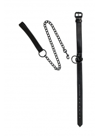 Черный ошейник Sin с поводком - Lola Games - купить с доставкой в Архангельске