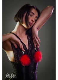 Зажимы на соски с красным пухом Euphoric - Lola Games - купить с доставкой в Архангельске