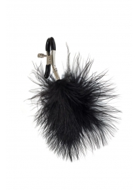 Зажимы на соски с черным пухом Euphoric - Lola Games - купить с доставкой в Архангельске