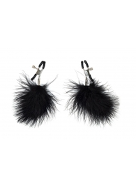 Зажимы на соски с черным пухом Euphoric - Lola Games - купить с доставкой в Архангельске