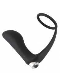 Черное эрекционное кольцо с анальной вибропробкой Vibrating Ring   Plug - Orion - в Архангельске купить с доставкой