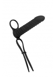 Черная вибронасадка для двойного проникновения Rori - 17 см. - Lola Games - купить с доставкой в Архангельске