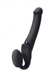 Черный безремневой вибрострапон Silicone Bendable Strap-On M - Strap-on-me - купить с доставкой в Архангельске