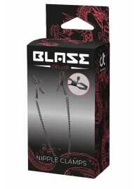 Черные зажимы на соски на цепочке BLAZE DELUXE NIPPLE CLAMPS - Dream Toys - купить с доставкой в Архангельске