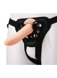 Телесный страпон на черных трусиках STRAP ON REAL DILDO - 20 см. - Dream Toys - купить с доставкой в Архангельске