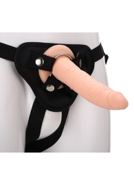 Телесный страпон на черных трусиках STRAP ON REAL DILDO - 20 см. - Dream Toys - купить с доставкой в Архангельске