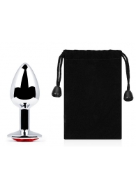 Серебристая анальная пробка с красным стразом - 7,2 см. - Anal Jewelry Plug - купить с доставкой в Архангельске