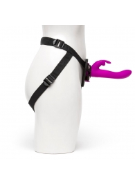 Лиловый страпон Rechargeable Vibrating Strap-On Harness Set - 17,6 см. - Happy Rabbit - купить с доставкой в Архангельске