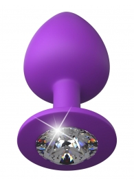Фиолетовая анальная пробка со стразом Her Little Gem Large Plug - 9,5 см. - Pipedream - купить с доставкой в Архангельске