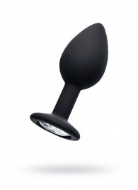 Черная анальная втулка с прозрачным стразом - 7,2 см. - POPO Pleasure - купить с доставкой в Архангельске