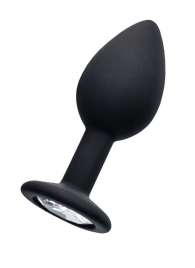 Черная анальная втулка с прозрачным стразом - 7,2 см. - POPO Pleasure - купить с доставкой в Архангельске