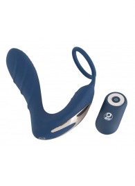 Синий вибростимулятор простаты с кольцом - 14,5 см. - Orion - в Архангельске купить с доставкой